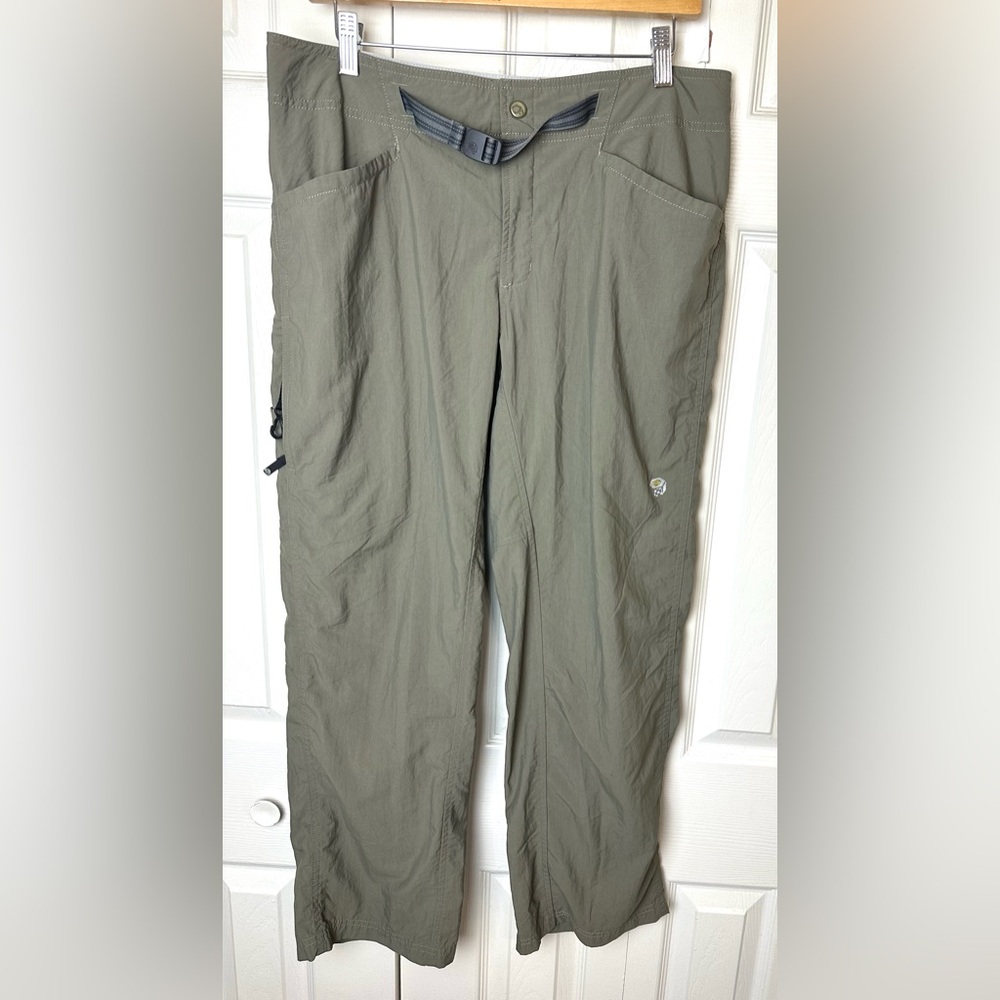 MOUNTAIN HARDWEAR Hiking Outdoor Pants Olive Green Lightweight Pockets Belted